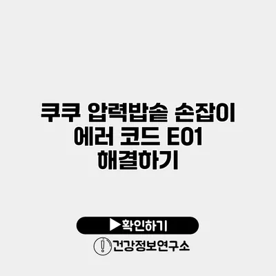 쿠쿠 압력밥솥 손잡이 에러 코드 E01 해결하기