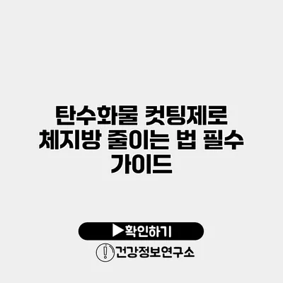 탄수화물 컷팅제로 체지방 줄이는 법 필수 가이드