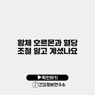 황체 호르몬과 혈당 조절 알고 계셨나요?