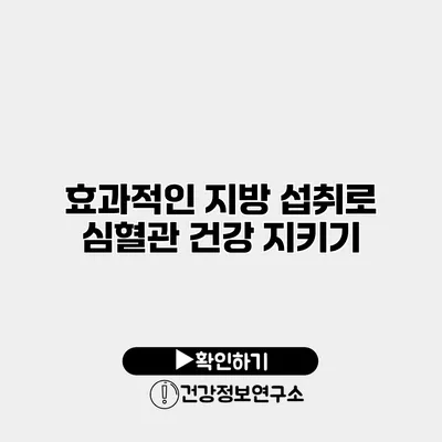 효과적인 지방 섭취로 심혈관 건강 지키기